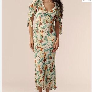 NWT ANTHRO Green Floral Print Maxi Dress size medium